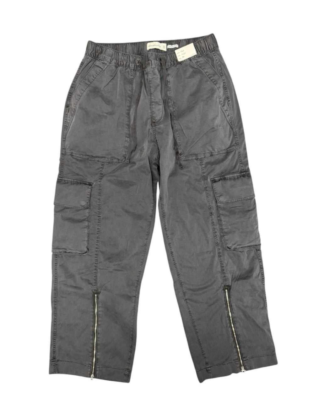 Abercrombie & Fitch Baggy Garment Dyed High Rise Cargo Pants Gray Medium NEW NWT - Picture 4 of 14